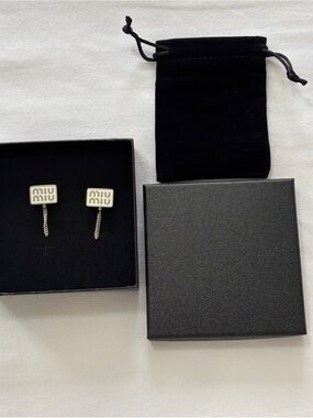 Miu Miu Logo Drop Earrings